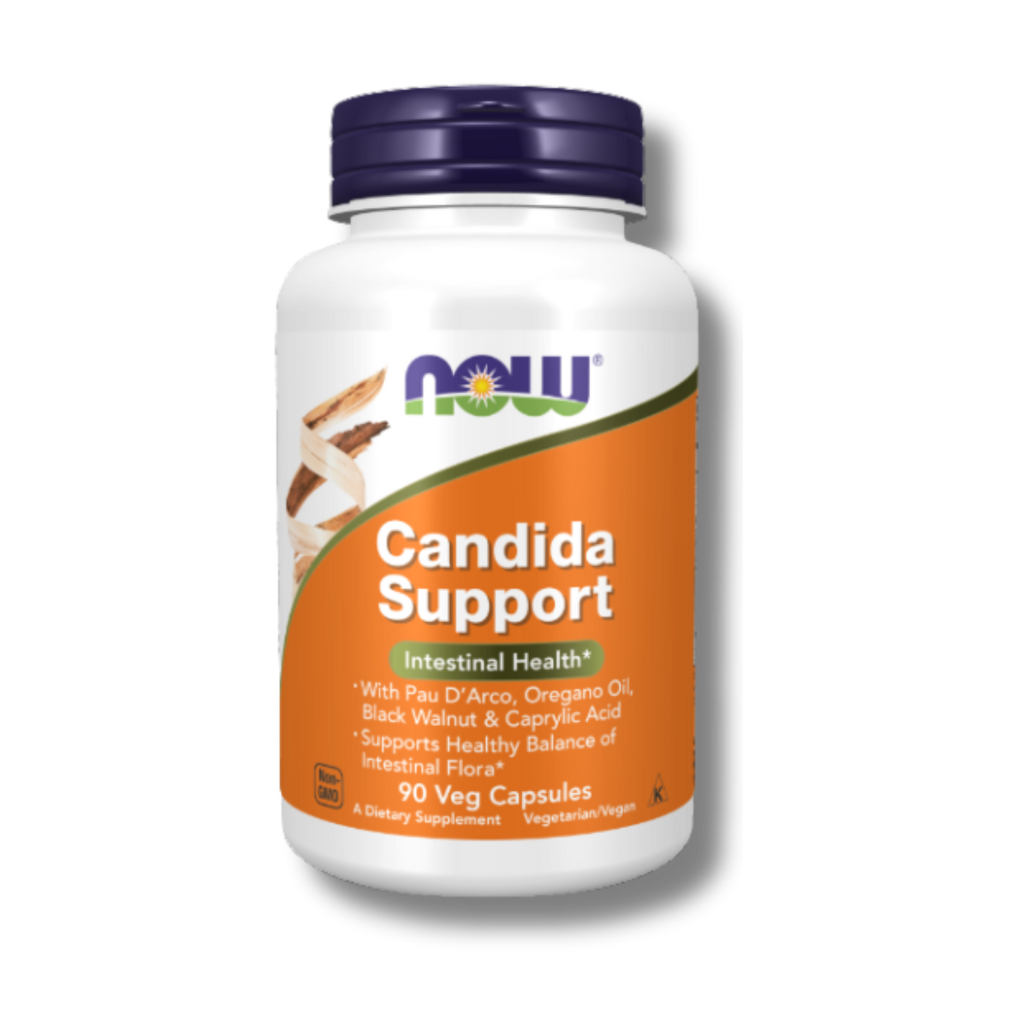NOW, Candida Support con Pau D'Arco, aceite de orégano, nogal negro y ácido caprílico, 90 cápsulas vegetales