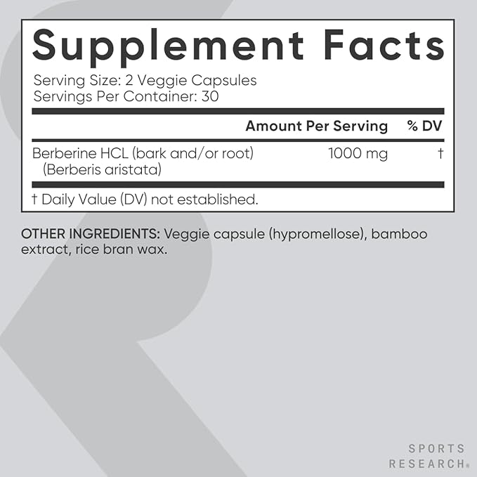 Sports Research Berberina 1000 mg 60 Cápsulas