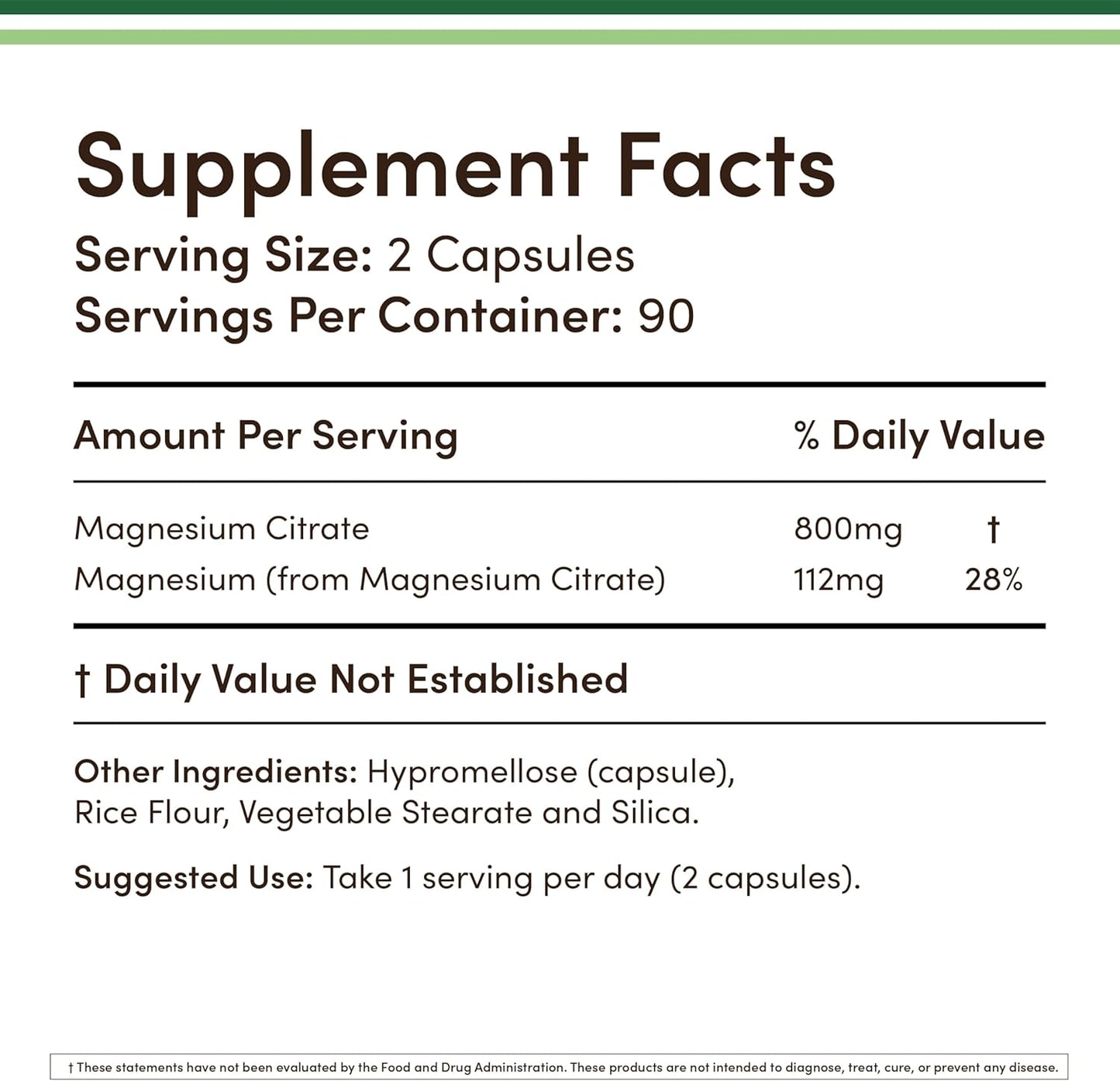 Citrato de magnesio 800 mg 180 Cápsulas