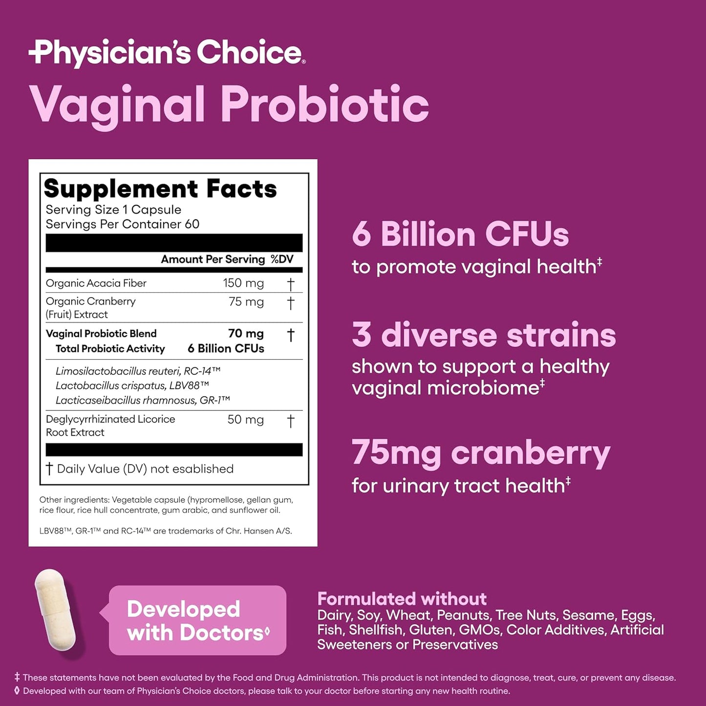 Physician's Choice Probiótico Vaginal 60 cápsulas
