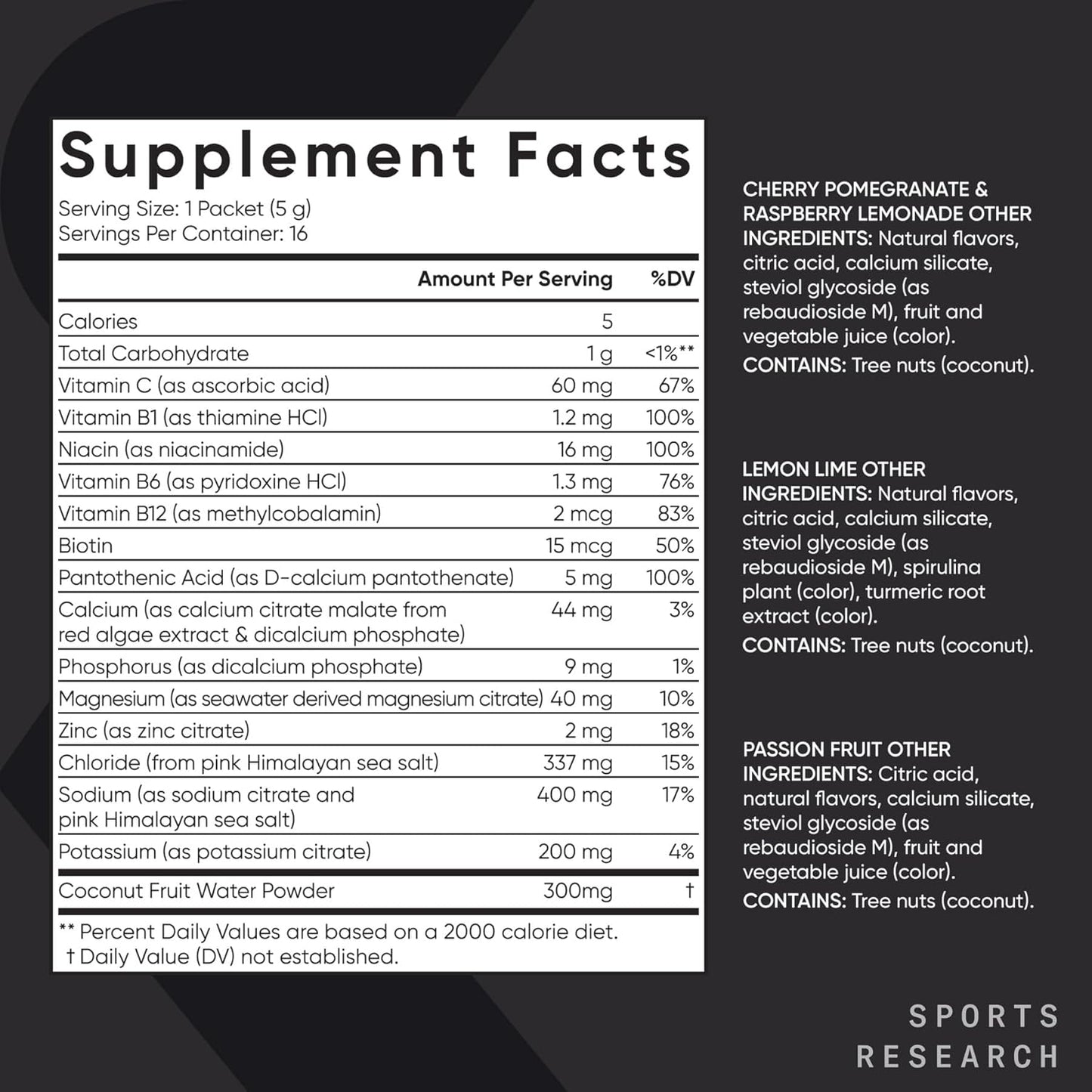 Sports Research Electrolitos en polvo 1 Pack