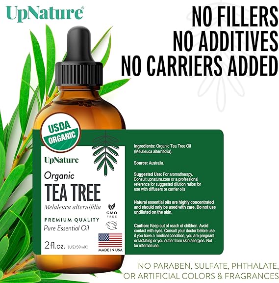 UpNature Aceite de árbol de té orgánico 100% puro 2 onzas