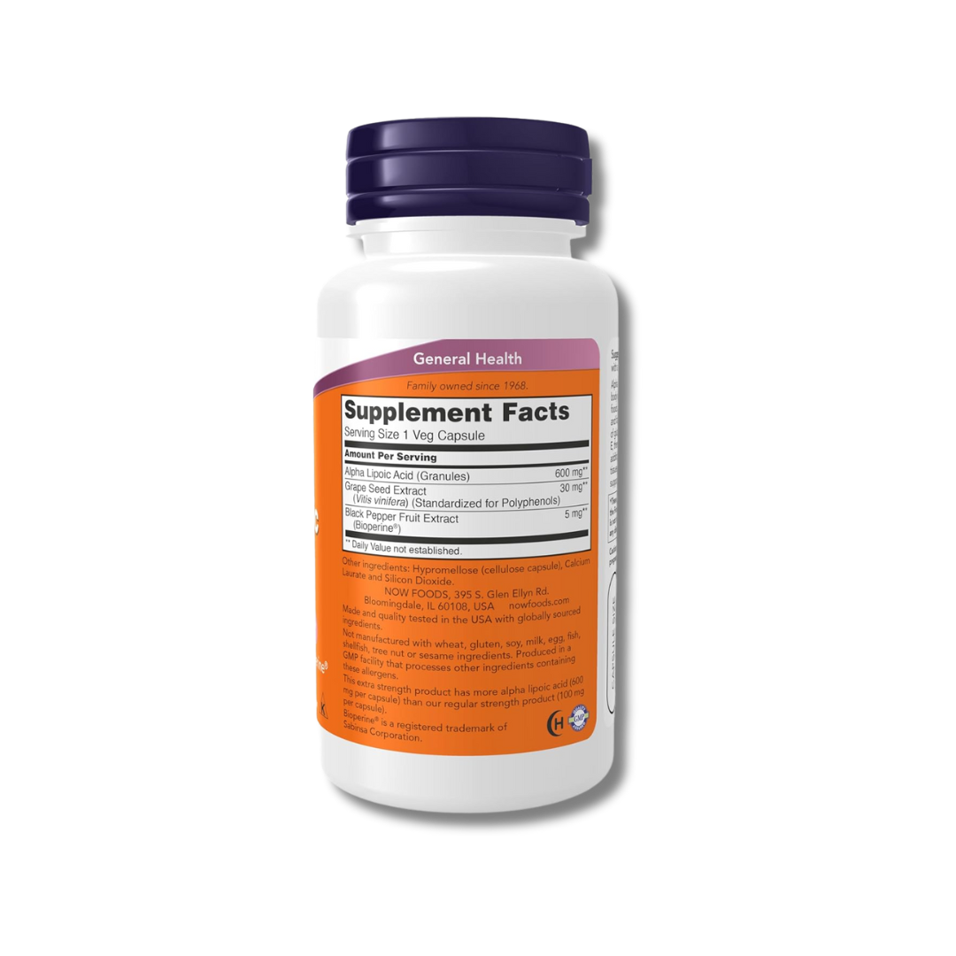 NOW Ácido alfa lipoico 600 mg 60 Cápsulas