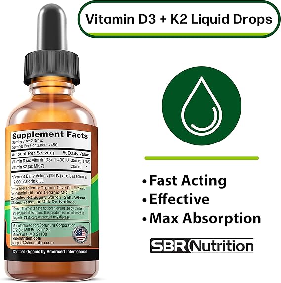 Vitamina D3 + K2 (MK-7) Máxima absorción 30 ml