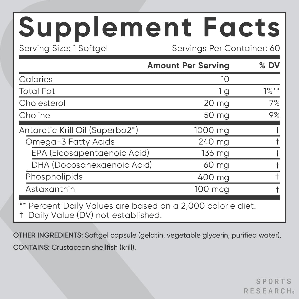 Sport Research Omega-3 Krill Antártico 60 Cápsulas