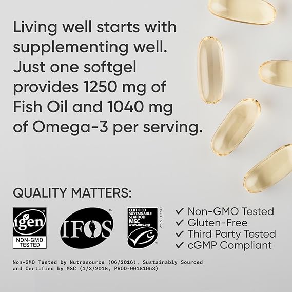 Sports Research Aceite de pescado Omega 3 de triple fuerza 180 Cápsulas