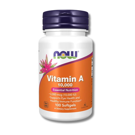 NOW, vitamina A 10,000 UI, salud ocular 100 solgels