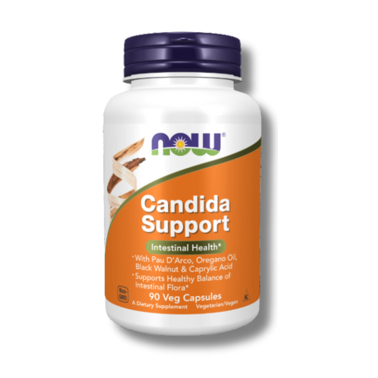 NOW, Candida Support con Pau D'Arco, aceite de orégano, nogal negro y ácido caprílico, 90 cápsulas vegetales