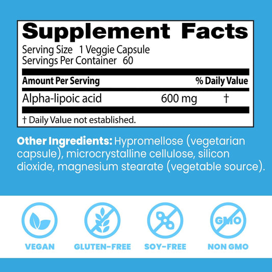 Ácido Alfa-Lipoico 600 mg 60 cápsulas