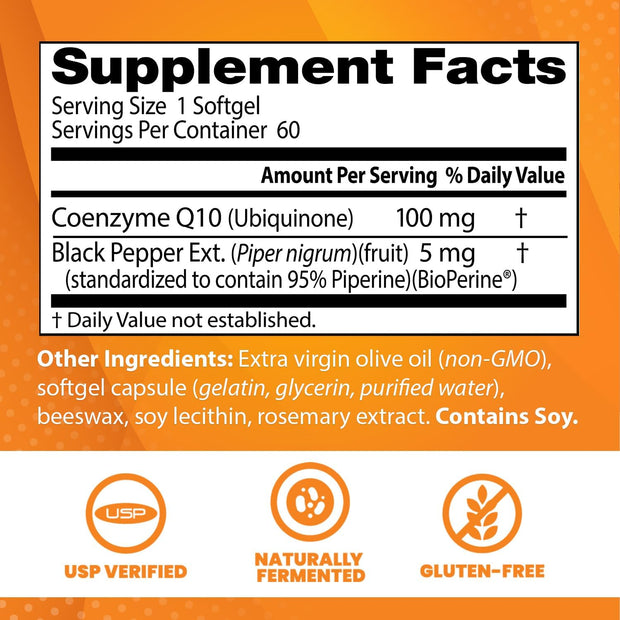 COQ10 con BioPerine® 100 mg 60 Cápsulas