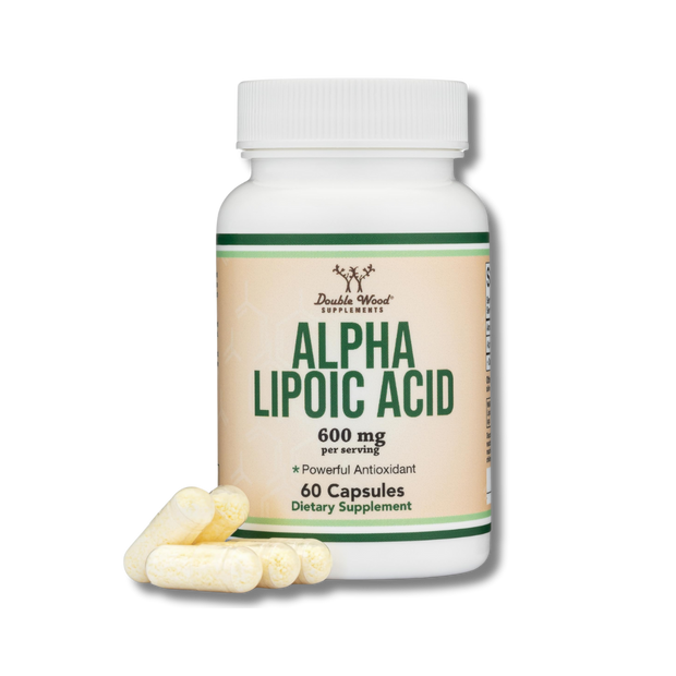 Double Wood Ácido alfa lipoico de 600 mg por porción 60 Cápsulas