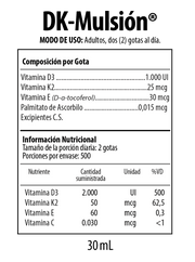 DK MULSIÓN 30 ML VITAMINA D3 CON K2 1000 UI POR GOTA