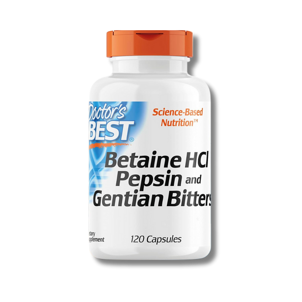 Doctor's Best  HCI Betaína y pepsina 120 Cápsulas