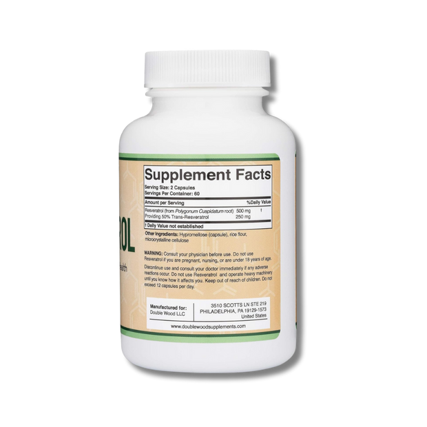 Resveratrol de 500 mg, 120 cápsulas