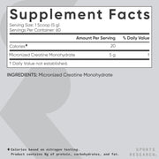 Creatina Monohidrato Sports Research 60 servicios